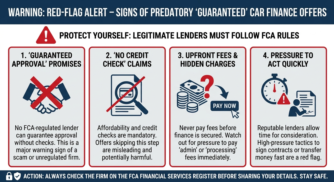 Red-flag alert: 3 to 4 signs of predatory "guaranteed" offers.