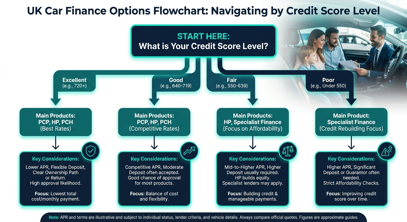Appropriate car finance products based on credit score level